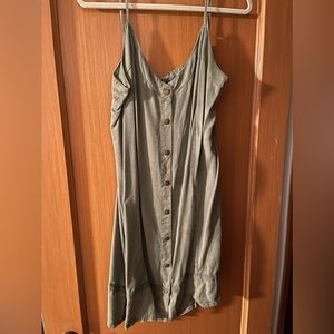 Green button up dress - adjustable straps